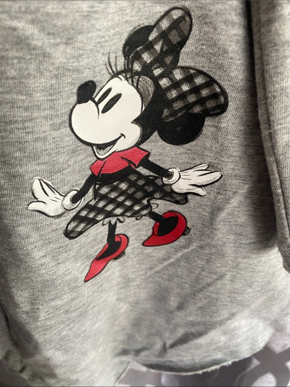 Disney Parks Minnie Mouse Zip Hoodie Women’s Large Handkerchief Style - Picture 3 of 4